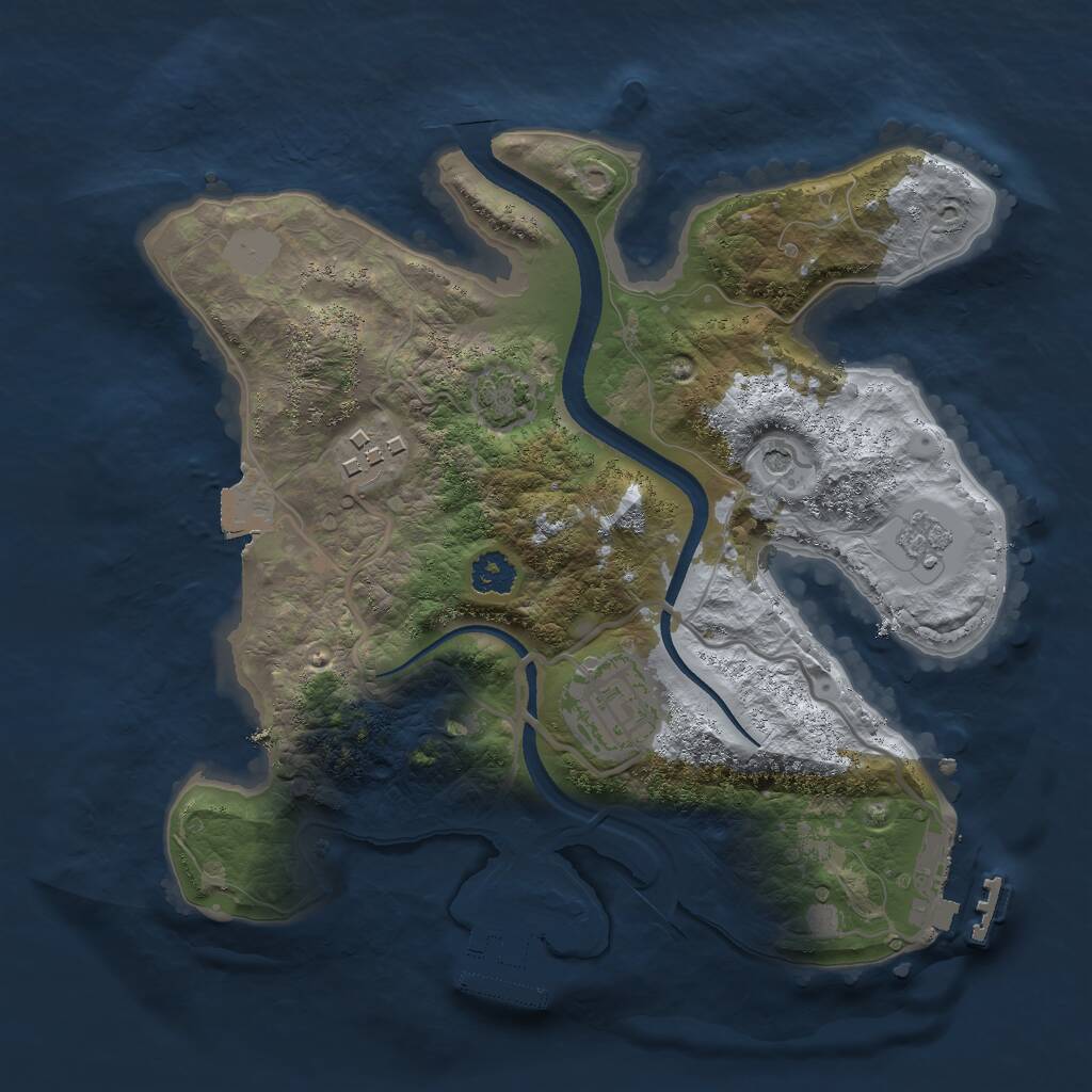 Rust Map: Procedural Map, Size: 2500, Seed: 5102, 8 Monuments