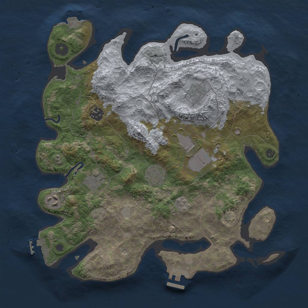 Rust Map: Procedural Map, Size: 3500, Seed: 1023754767, 15 Monuments