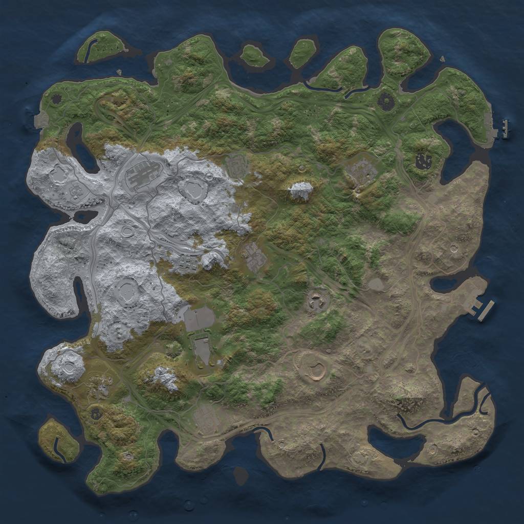 Rust Map: Procedural Map, Size: 4500, Seed: 1283718659, 19 Monuments