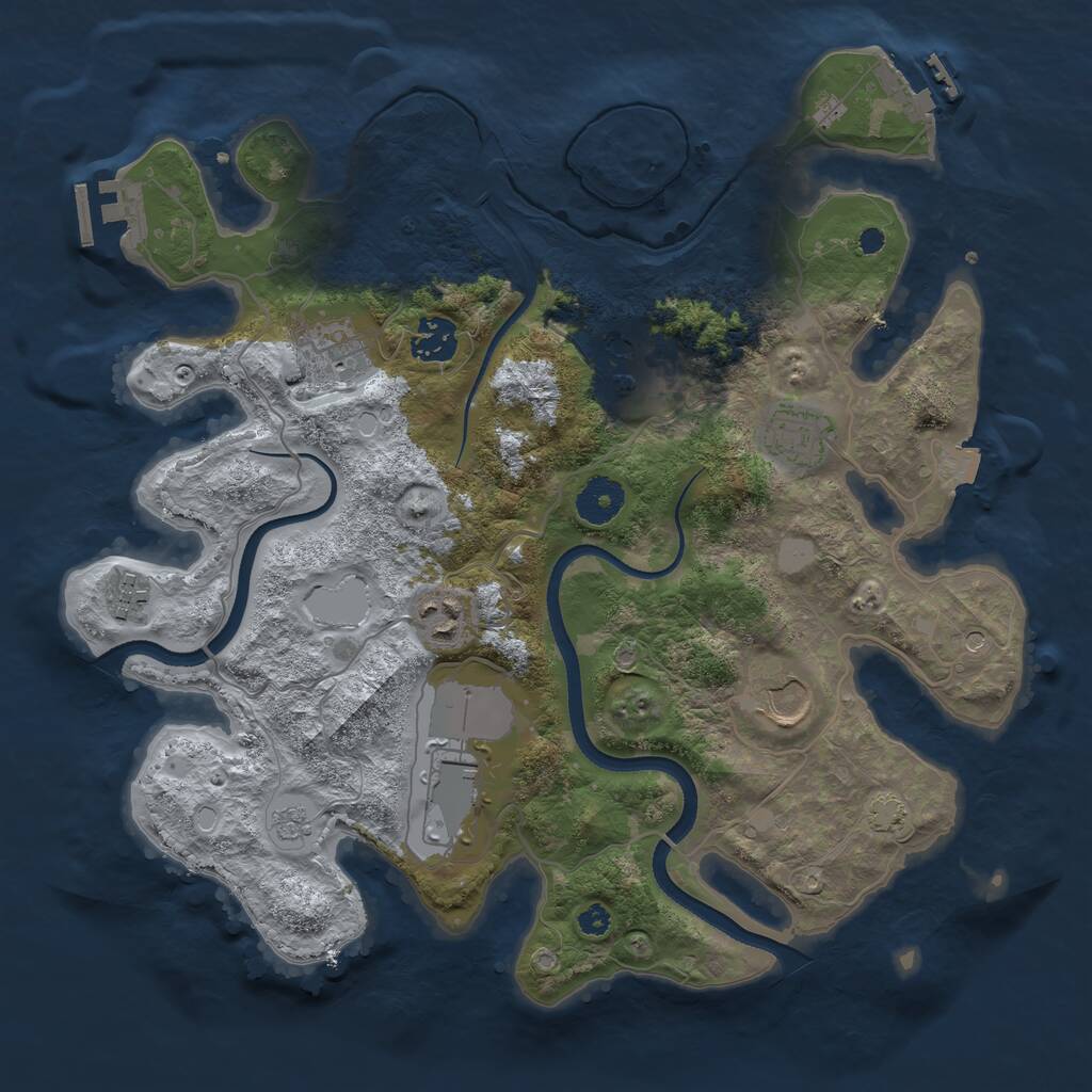 Rust Map: Procedural Map, Size: 3500, Seed: 1697260333, 14 Monuments