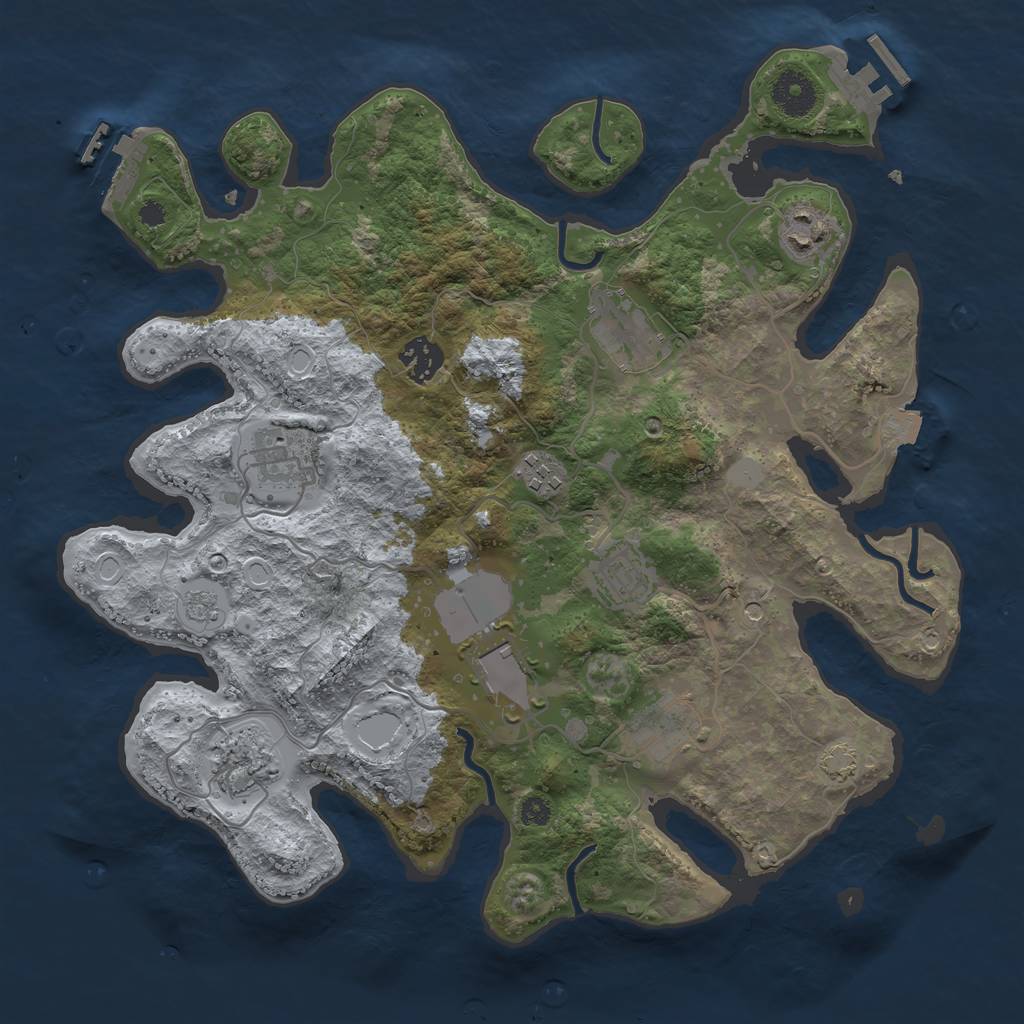 Rust Map: Procedural Map, Size: 3500, Seed: 1697260333, 17 Monuments