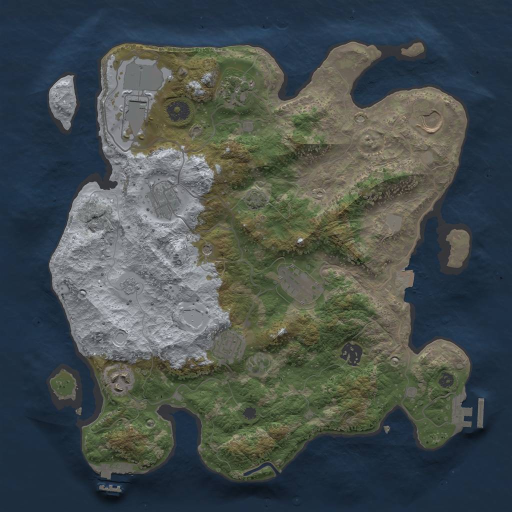 Rust Map: Procedural Map, Size: 3500, Seed: 2824, 16 Monuments