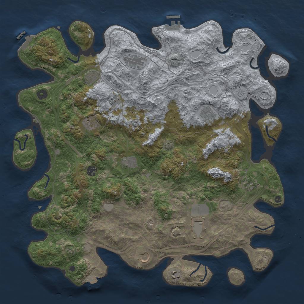 Rust Map: Procedural Map, Size: 4500, Seed: 1821696820, 19 Monuments