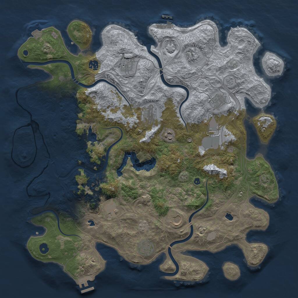 Rust Map: Procedural Map, Size: 4500, Seed: 1821696820, 17 Monuments