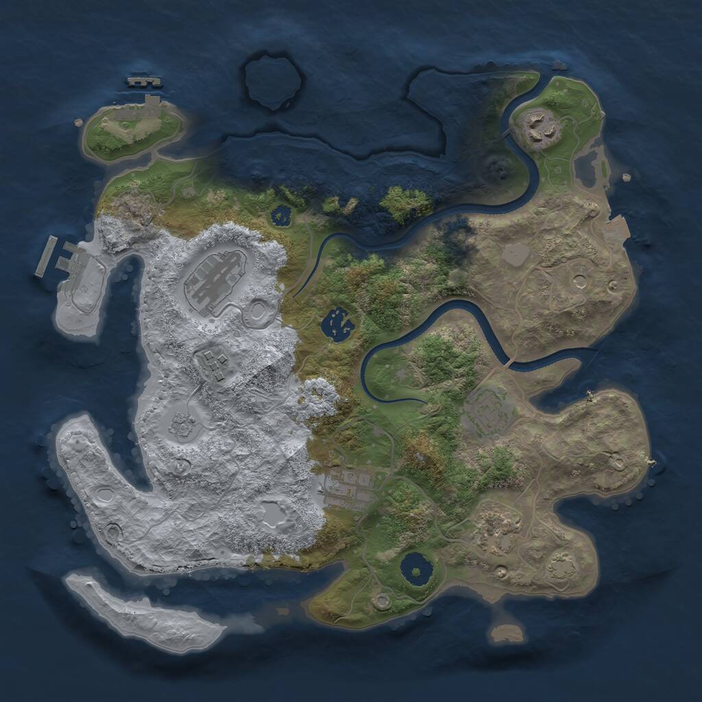 Rust Map: Procedural Map, Size: 3300, Seed: 282273136, 13 Monuments