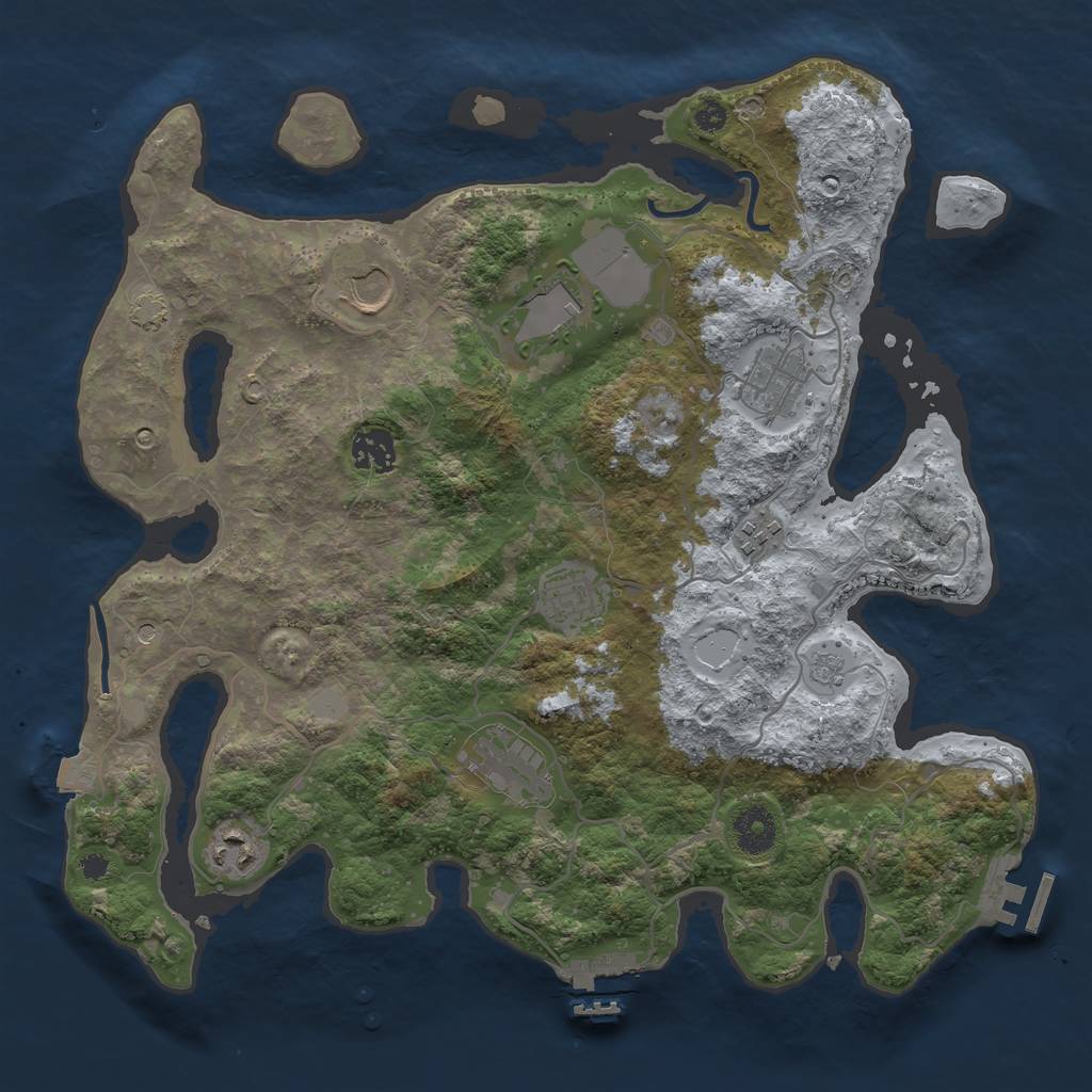 Rust Map: Procedural Map, Size: 3600, Seed: 11008, 16 Monuments