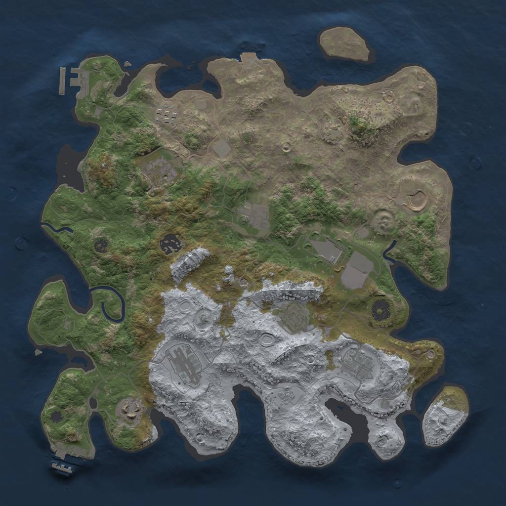 Rust Map: Procedural Map, Size: 3700, Seed: 998111, 18 Monuments