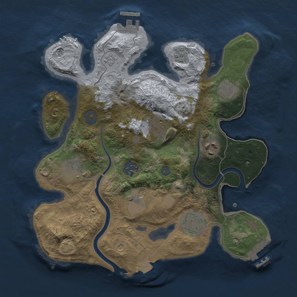 Rust Map: Procedural Map, Size: 3000, Seed: 614243725, 13 Monuments