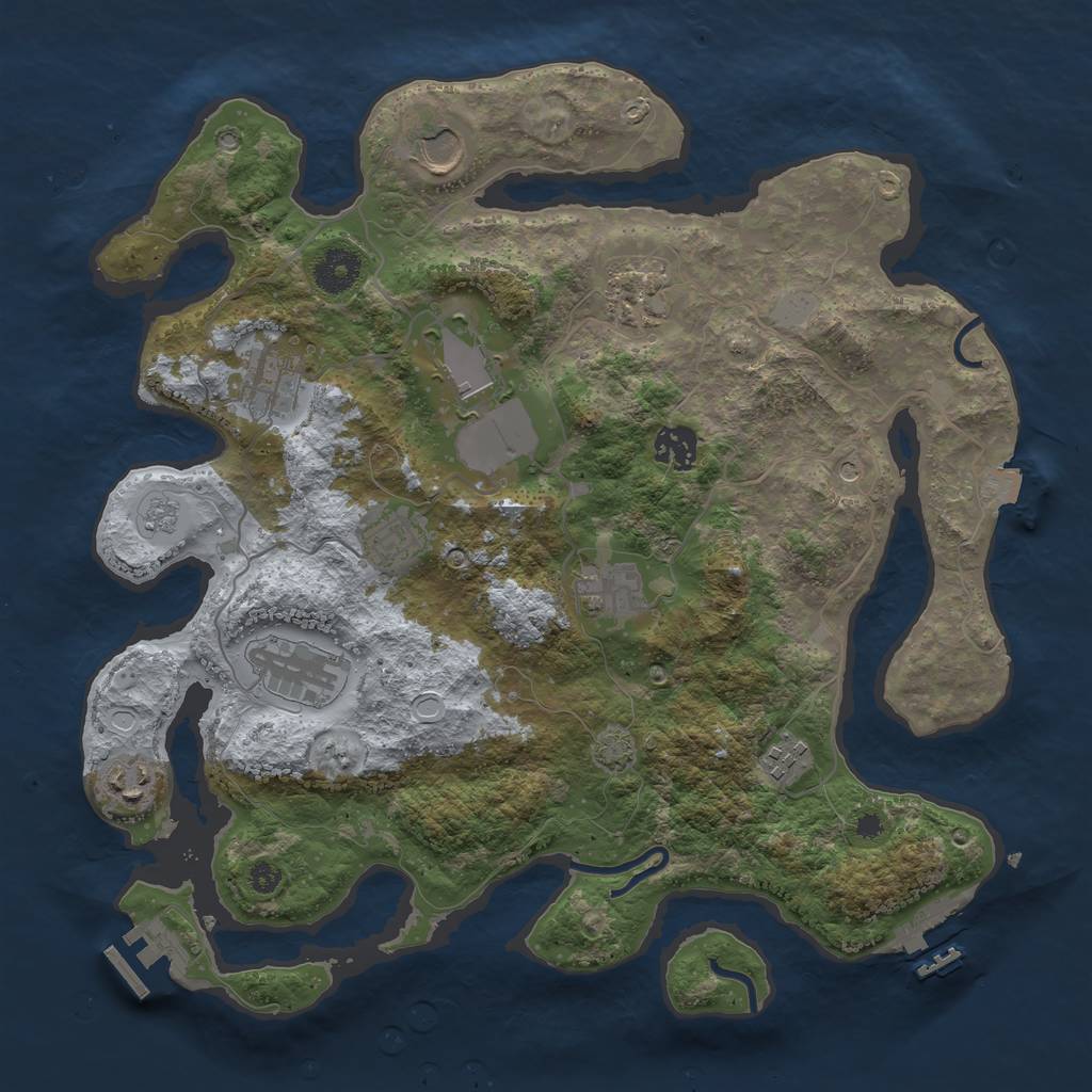 Rust Map: Procedural Map, Size: 3600, Seed: 22037363, 18 Monuments