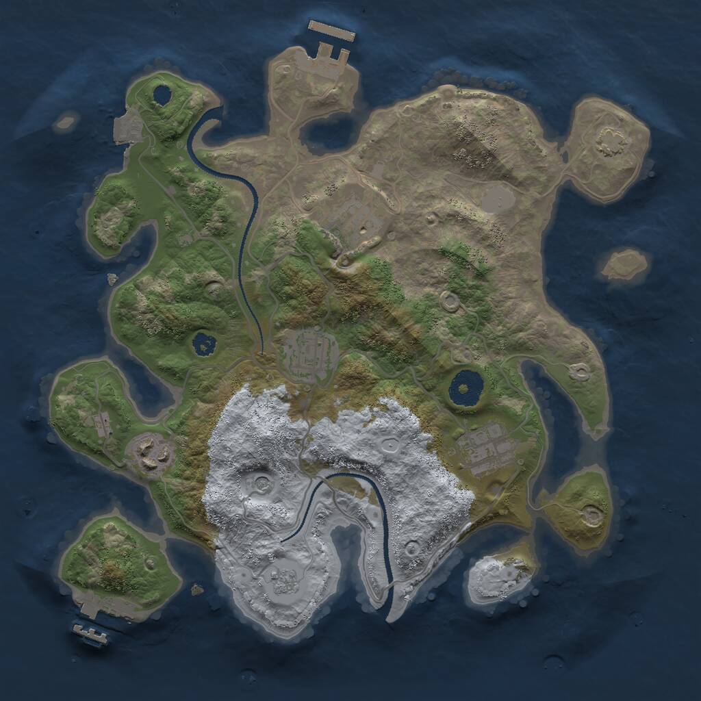 Rust Map: Procedural Map, Size: 3000, Seed: 44726, 10 Monuments