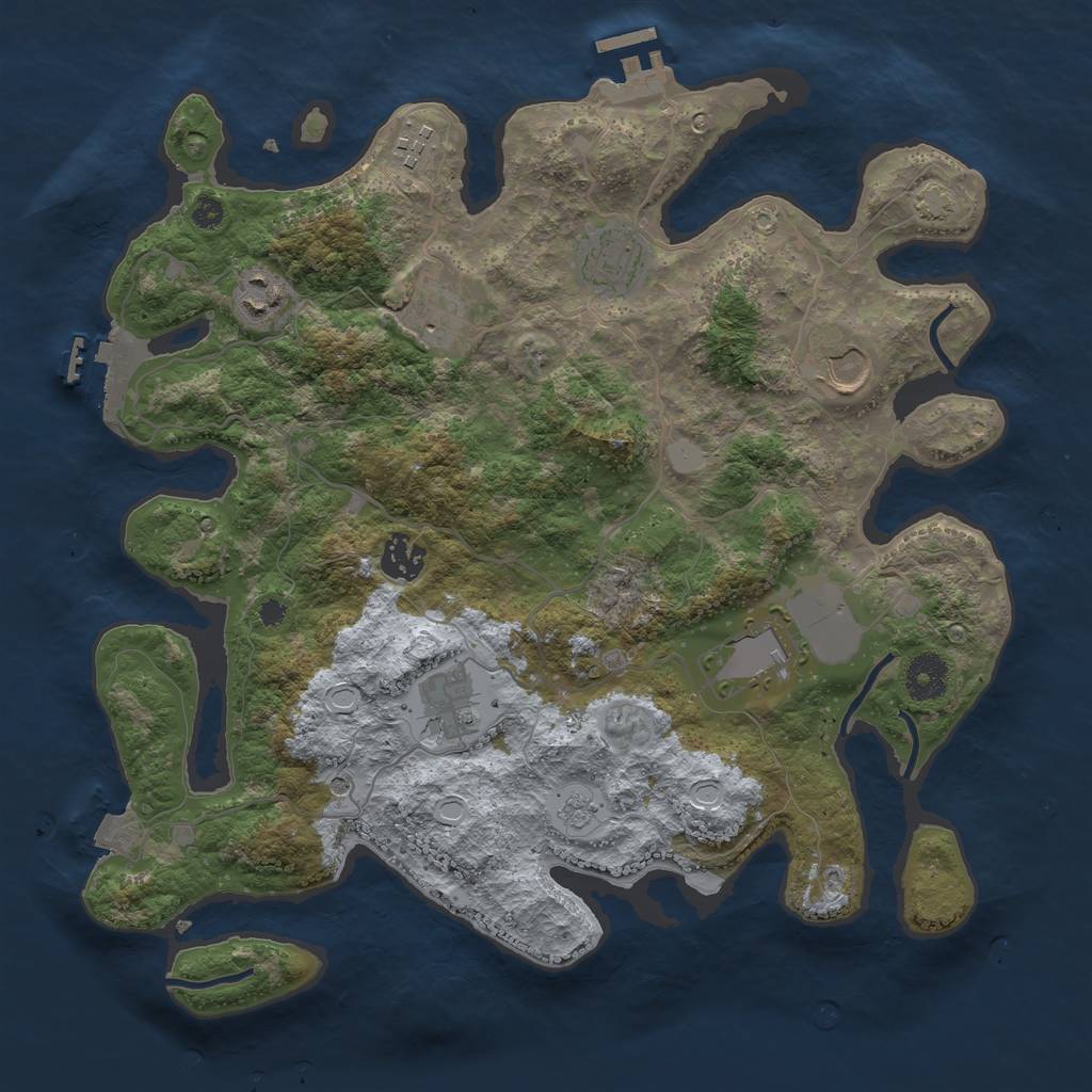 Rust Map: Procedural Map, Size: 3600, Seed: 21008, 16 Monuments