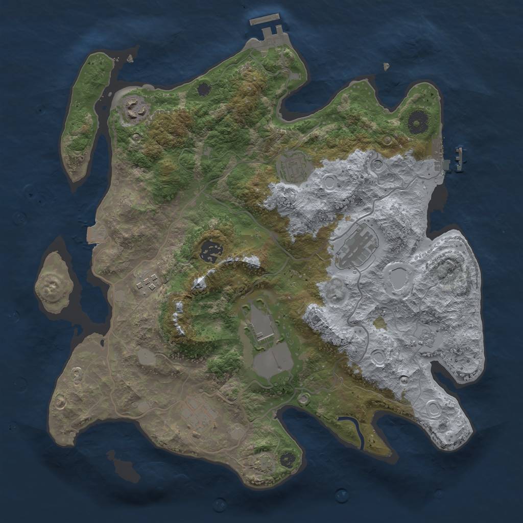 Rust Map: Procedural Map, Size: 3500, Seed: 2121987335, 15 Monuments