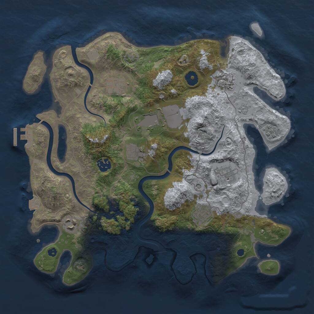 Rust Map: Procedural Map, Size: 3500, Seed: 76253, 14 Monuments
