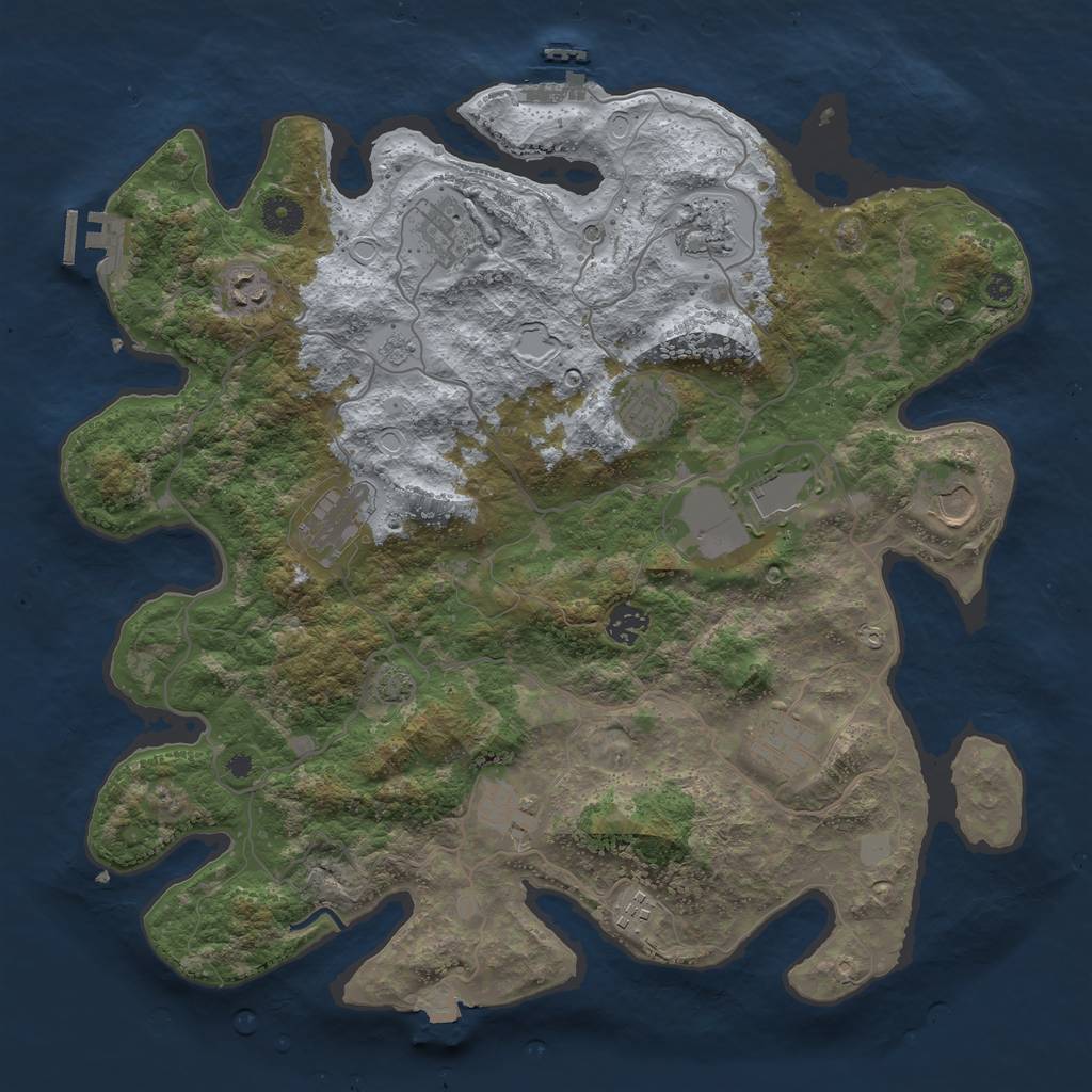 Rust Map: Procedural Map, Size: 4000, Seed: 66648, 19 Monuments