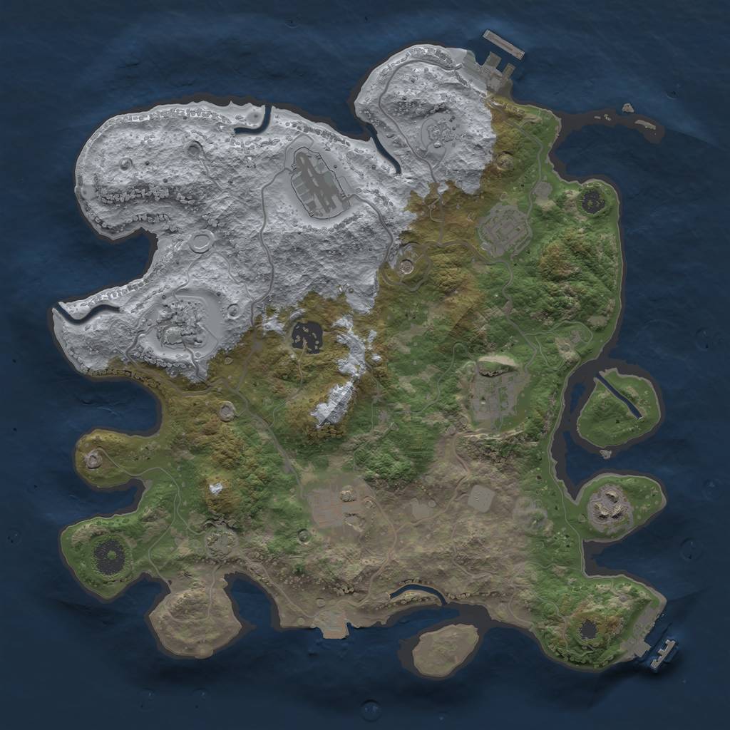 Rust Map: Procedural Map, Size: 3300, Seed: 2047626968, 15 Monuments