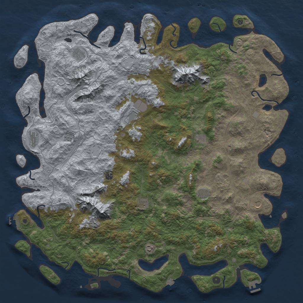 Rust Map: Procedural Map, Size: 6000, Seed: 888800, 19 Monuments