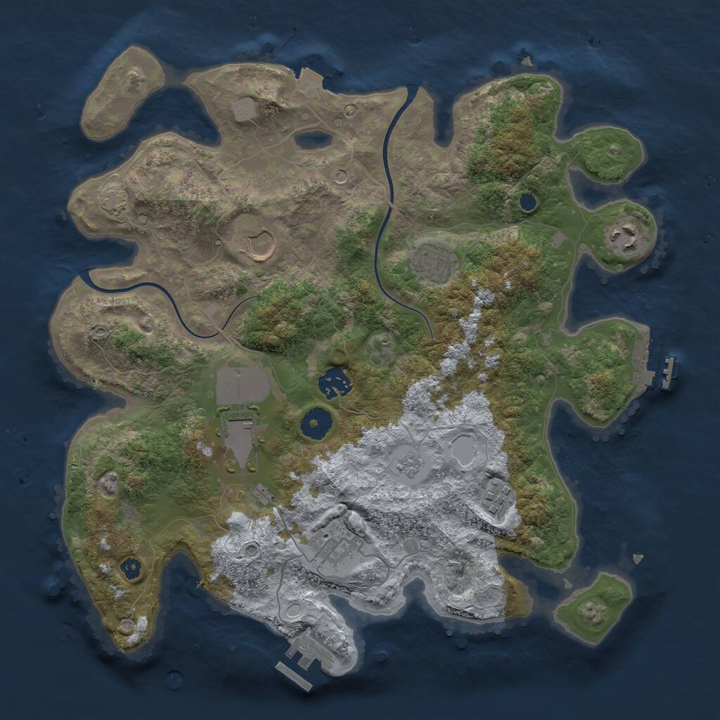 Rust Map: Procedural Map, Size: 3500, Seed: 834677711, 13 Monuments