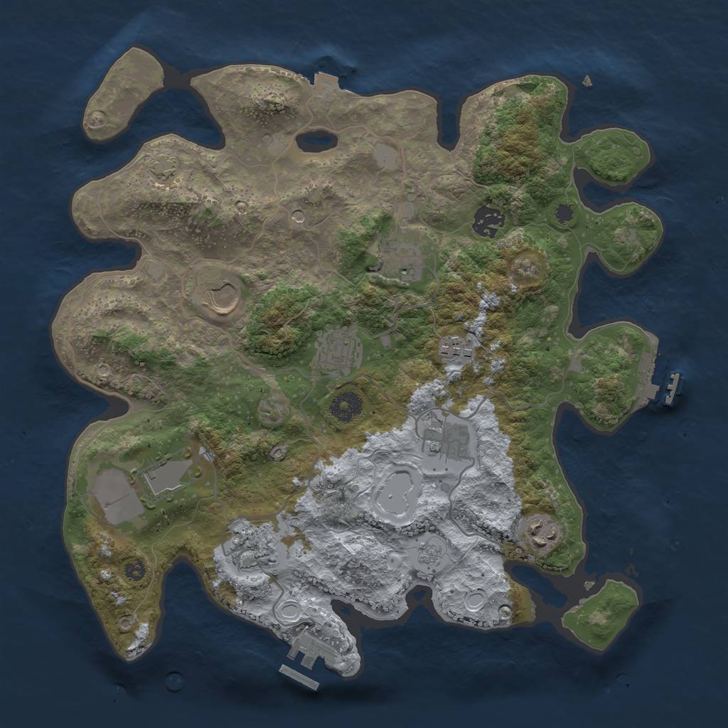 Rust Map: Procedural Map, Size: 3500, Seed: 834677711, 17 Monuments