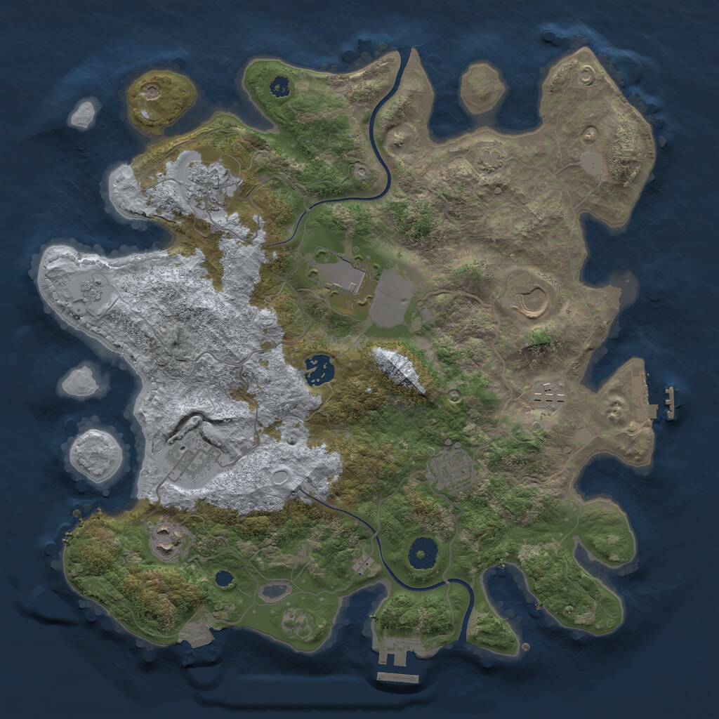 Rust Map: Procedural Map, Size: 3500, Seed: 876587399, 13 Monuments