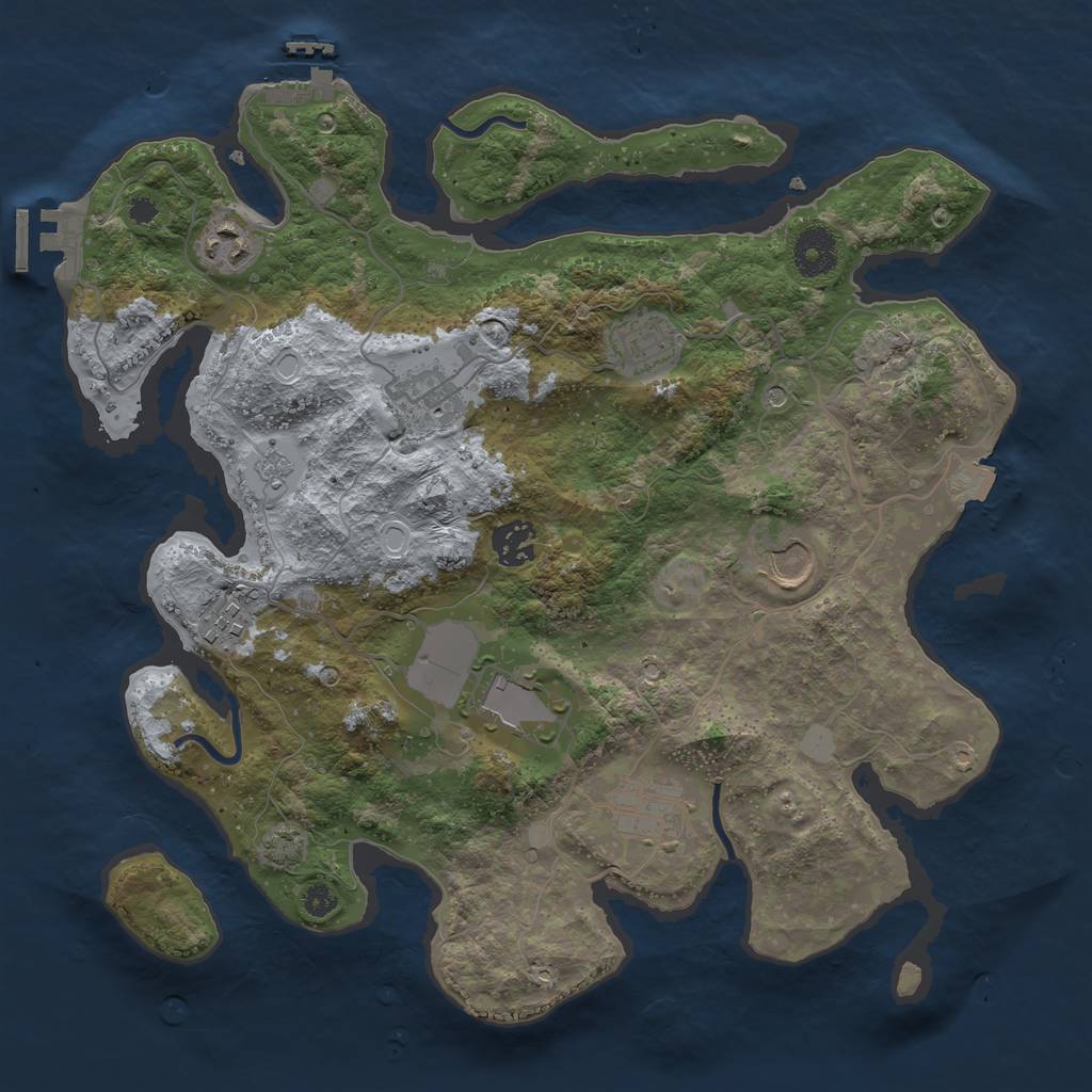 Rust Map: Procedural Map, Size: 3500, Seed: 71986593, 16 Monuments