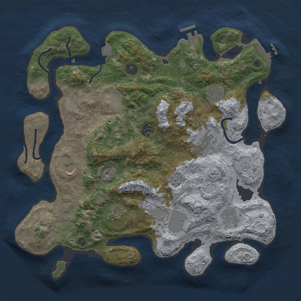 Rust Map: Procedural Map, Size: 3750, Seed: 95684535, 16 Monuments