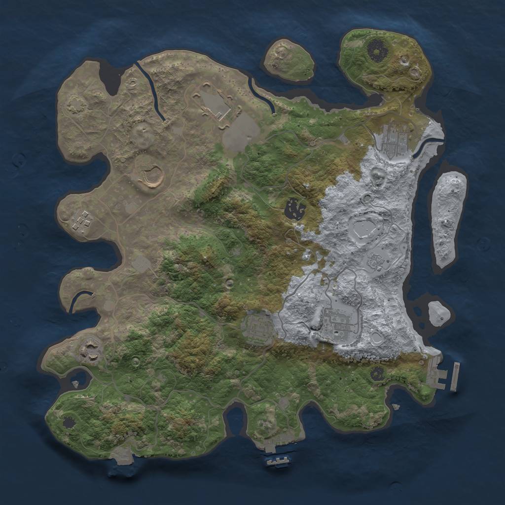Rust Map: Procedural Map, Size: 3500, Seed: 125532647, 15 Monuments