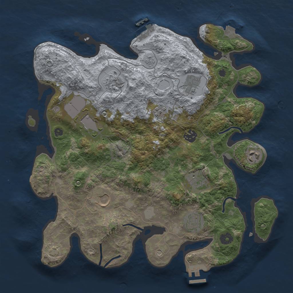 Rust Map: Procedural Map, Size: 3500, Seed: 1012749942, 17 Monuments