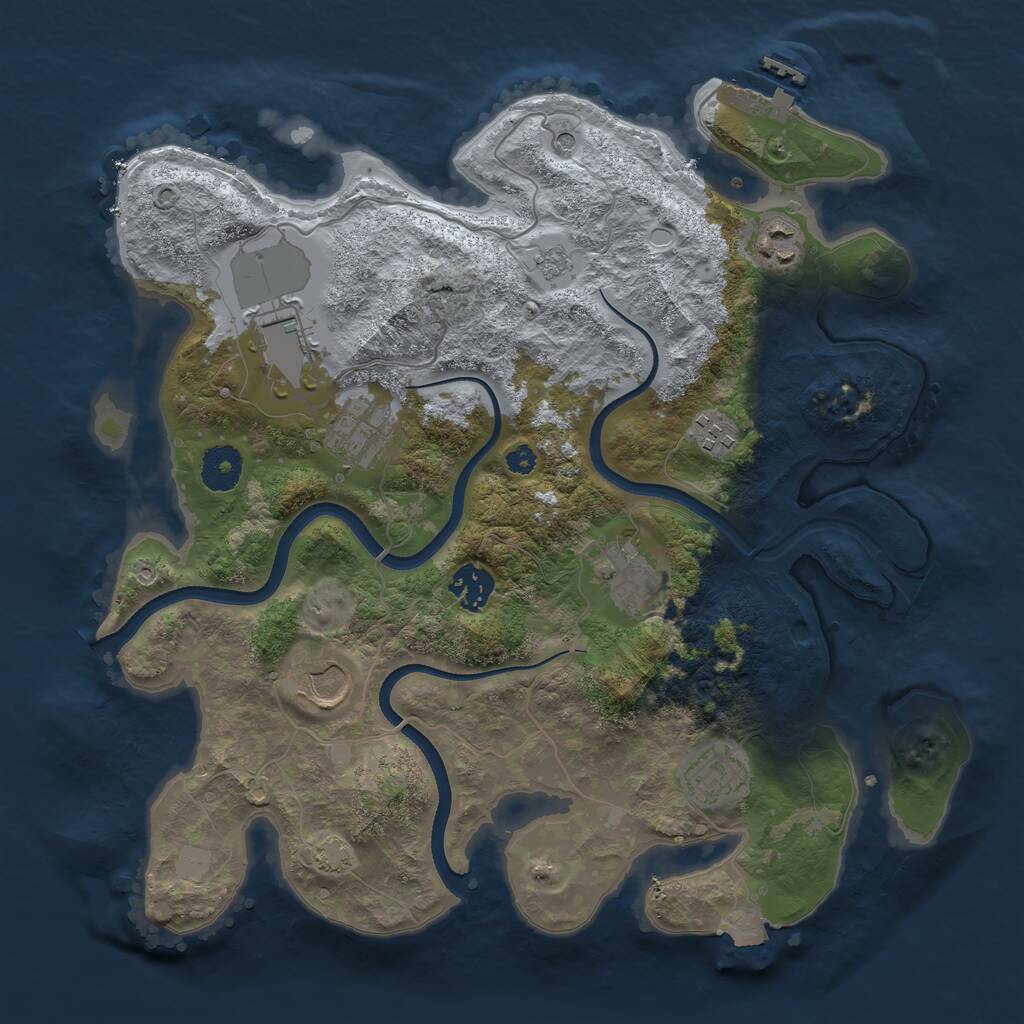 Rust Map: Procedural Map, Size: 3500, Seed: 1012749942, 13 Monuments