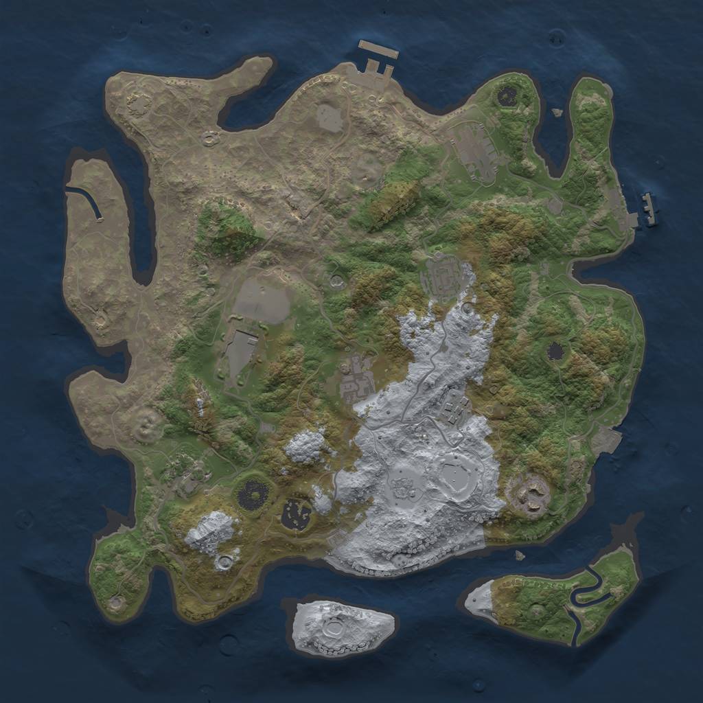 Rust Map: Procedural Map, Size: 3500, Seed: 379079028, 16 Monuments