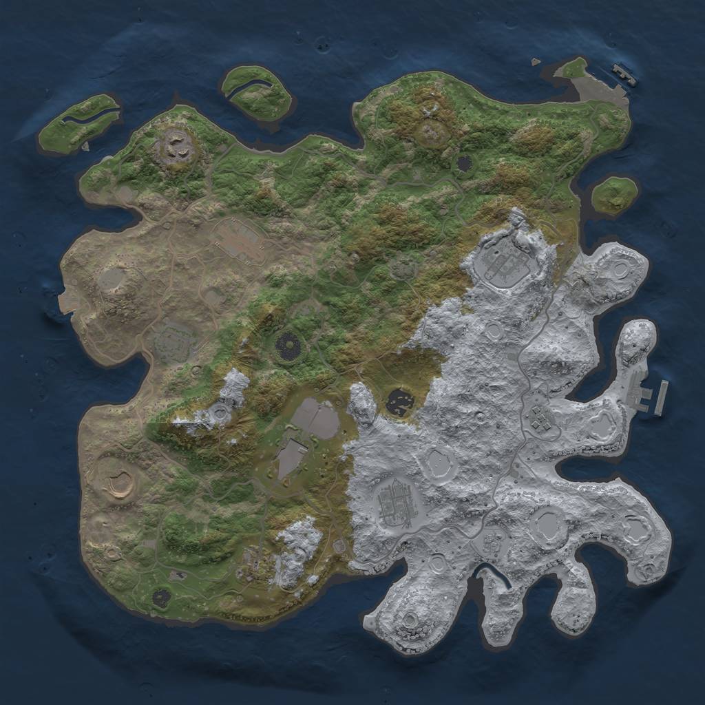 Rust Map: Procedural Map, Size: 4000, Seed: 349827479, 18 Monuments