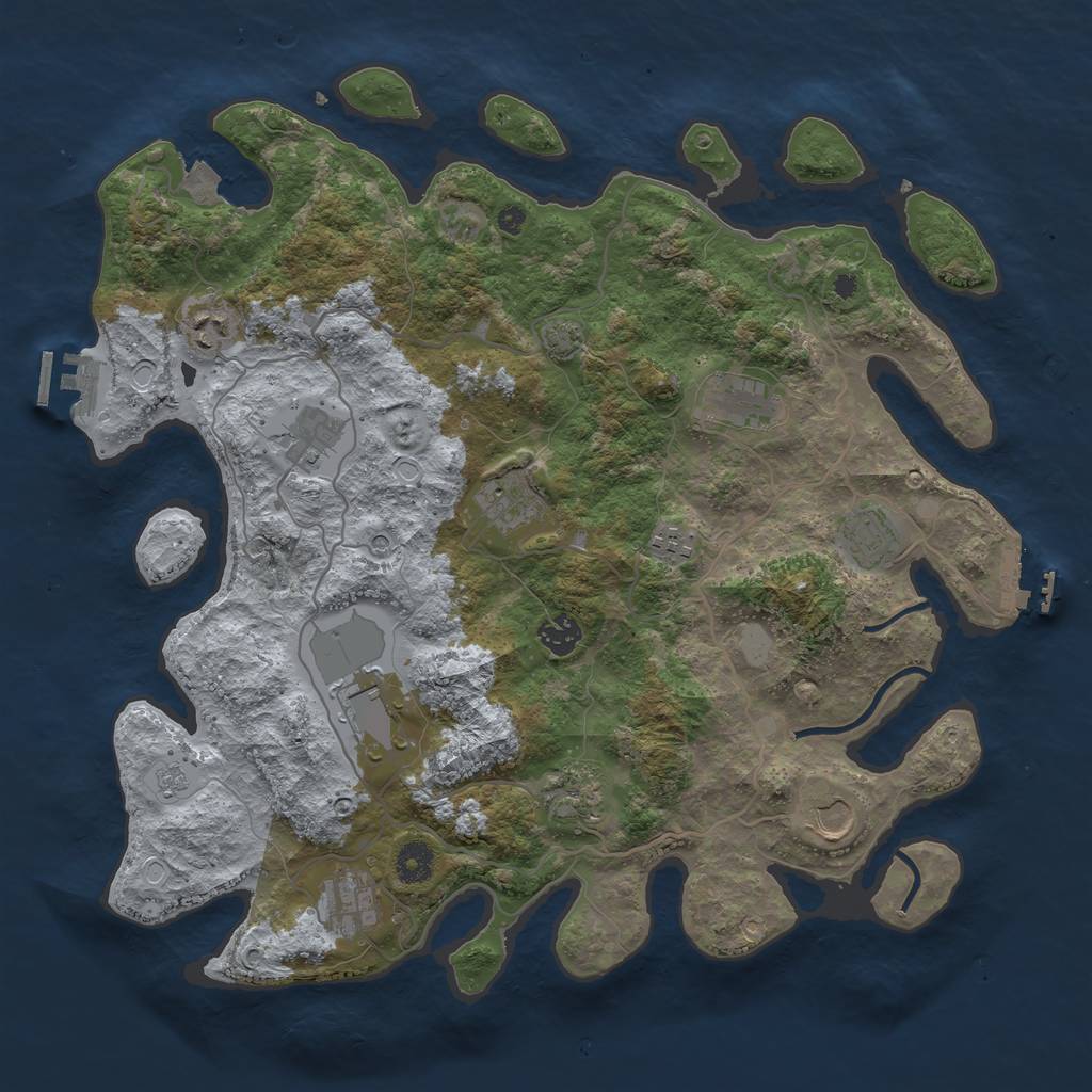 Rust Map: Procedural Map, Size: 4000, Seed: 1711538316, 19 Monuments