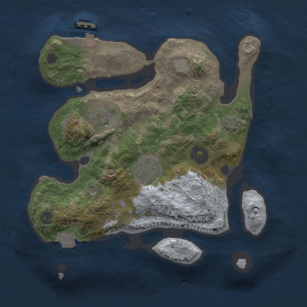 Rust Map: Procedural Map, Size: 2500, Seed: 7444, 8 Monuments