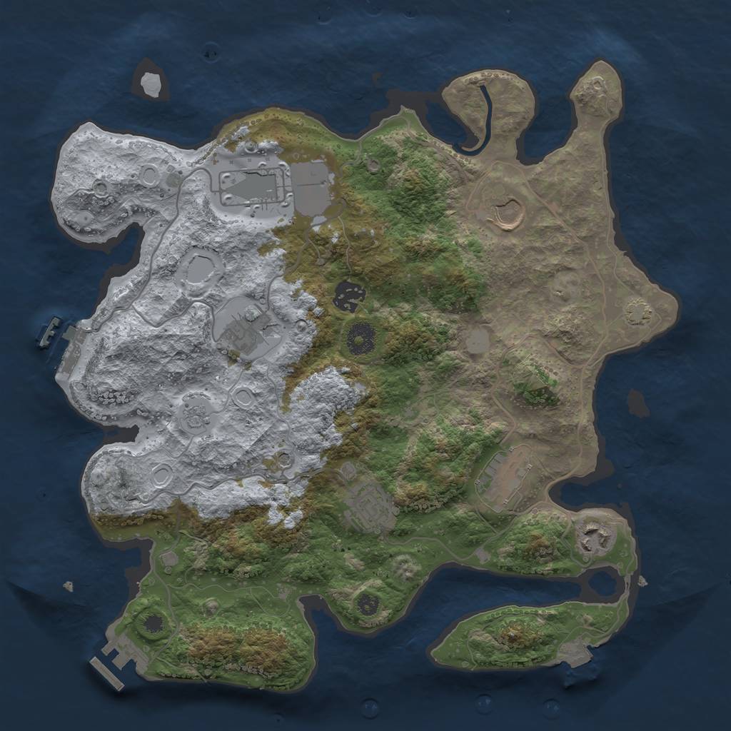 Rust Map: Procedural Map, Size: 3500, Seed: 303627997, 15 Monuments