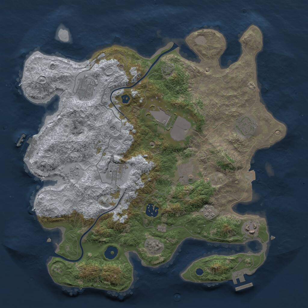 Rust Map: Procedural Map, Size: 3500, Seed: 303627997, 14 Monuments