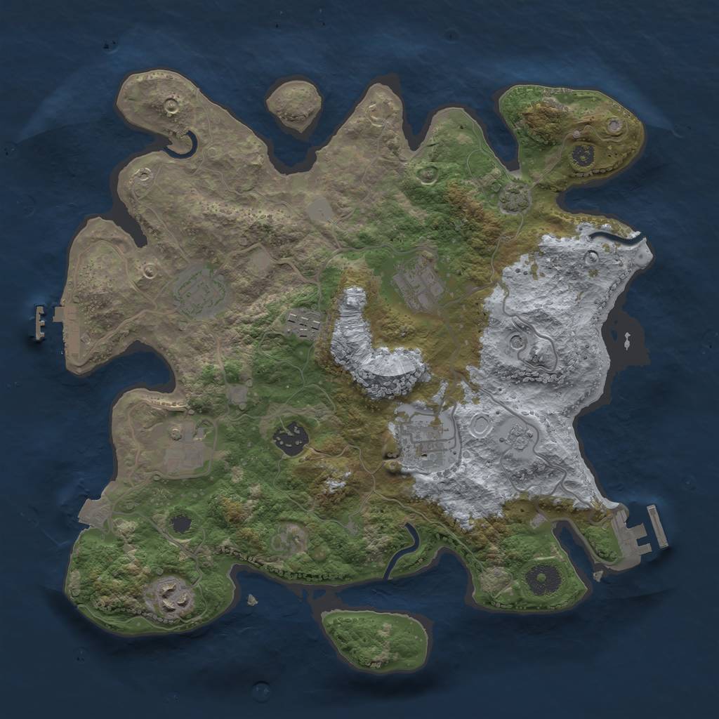 Rust Map: Procedural Map, Size: 3300, Seed: 333070582, 15 Monuments