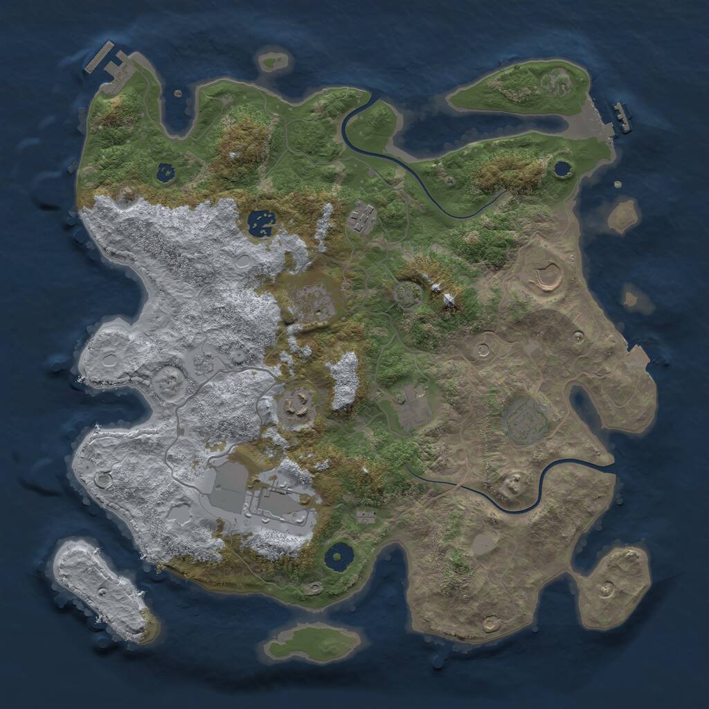 Rust Map: Procedural Map, Size: 3750, Seed: 466456128, 14 Monuments