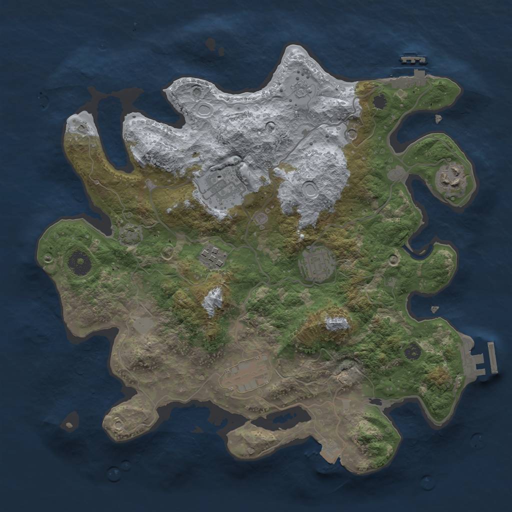 Rust Map: Procedural Map, Size: 3250, Seed: 875518246, 13 Monuments