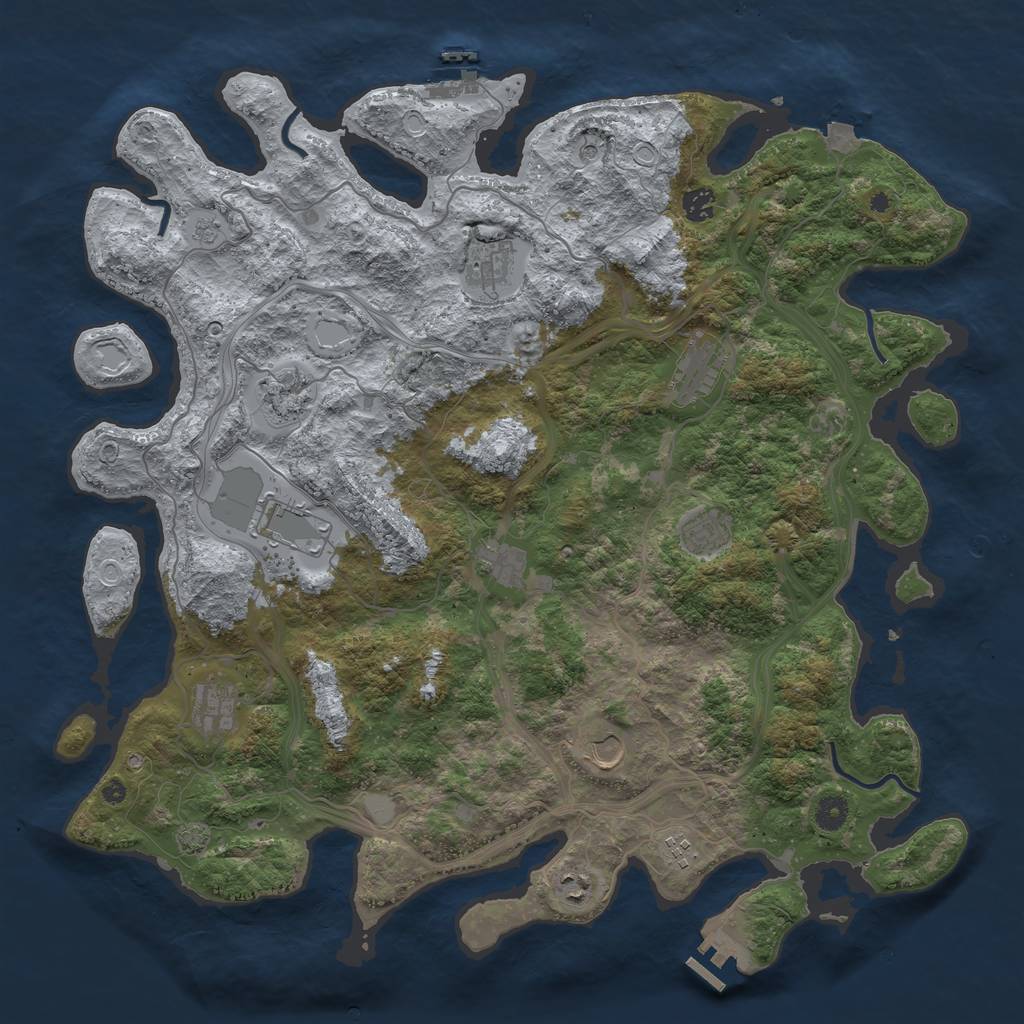 Rust Map: Procedural Map, Size: 4500, Seed: 801412542, 19 Monuments