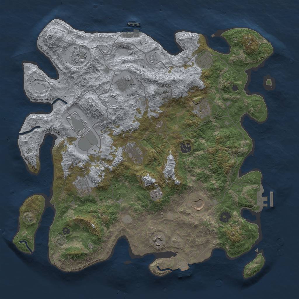 Rust Map: Procedural Map, Size: 4000, Seed: 1861723630, 19 Monuments