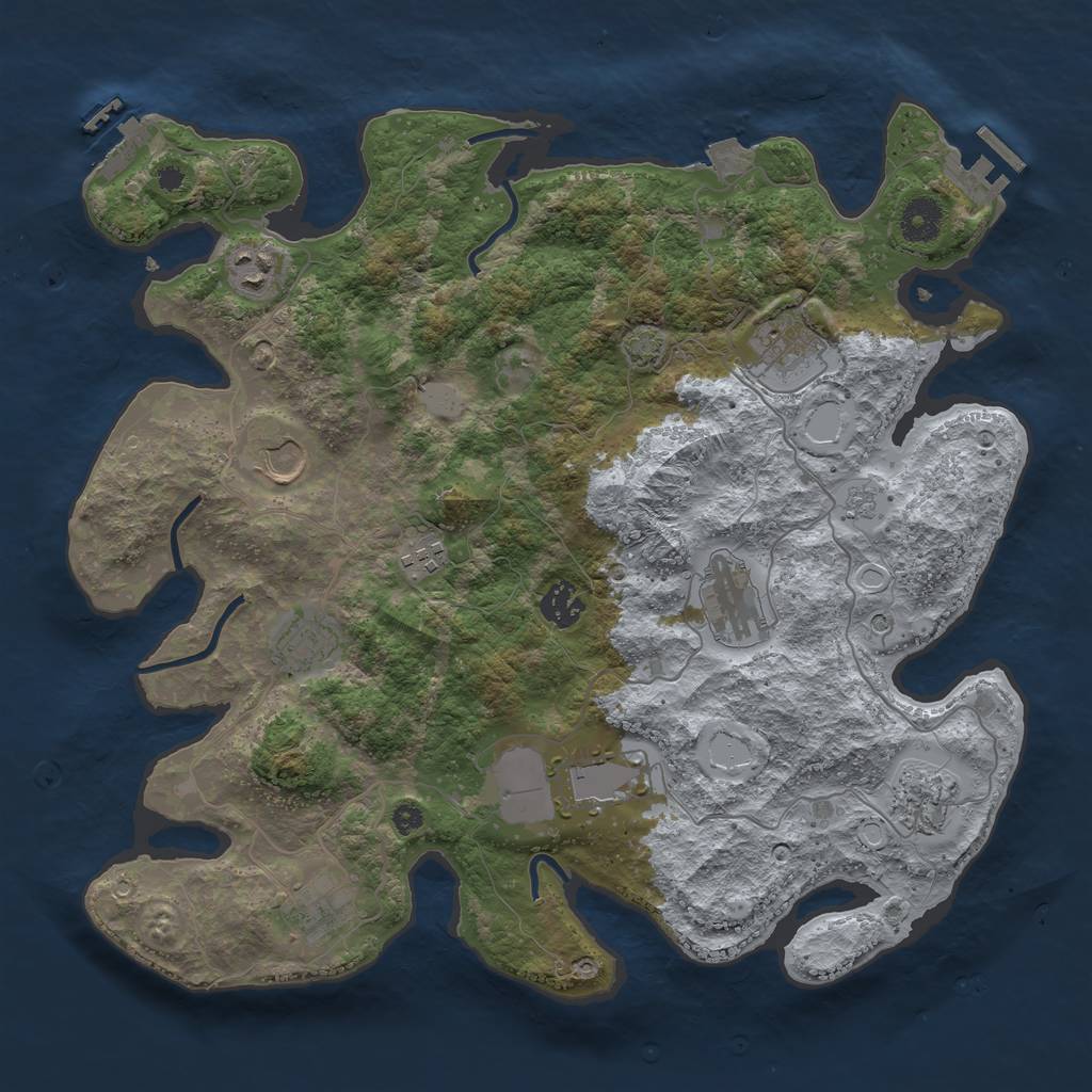 Rust Map: Procedural Map, Size: 3750, Seed: 614990, 18 Monuments