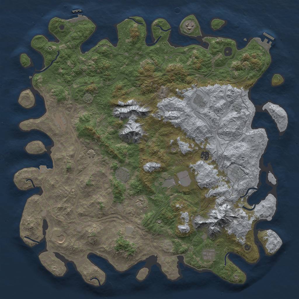 Rust Map: Procedural Map, Size: 5000, Seed: 662888624, 19 Monuments