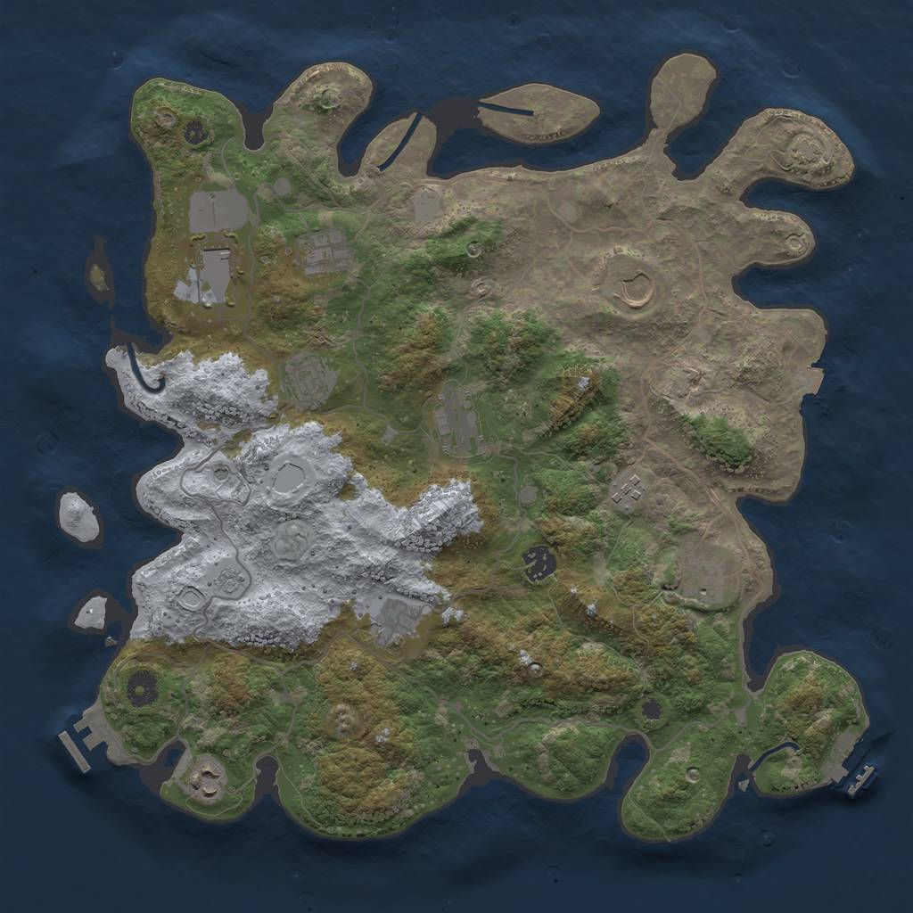 Rust Map: Procedural Map, Size: 4000, Seed: 1114276937, 18 Monuments