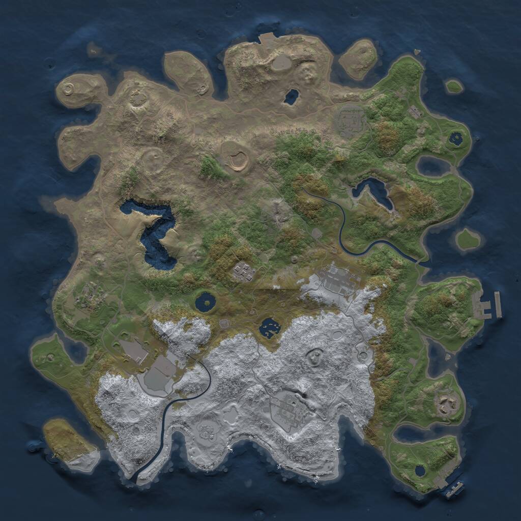 Rust Map: Procedural Map, Size: 4000, Seed: 443943347, 15 Monuments