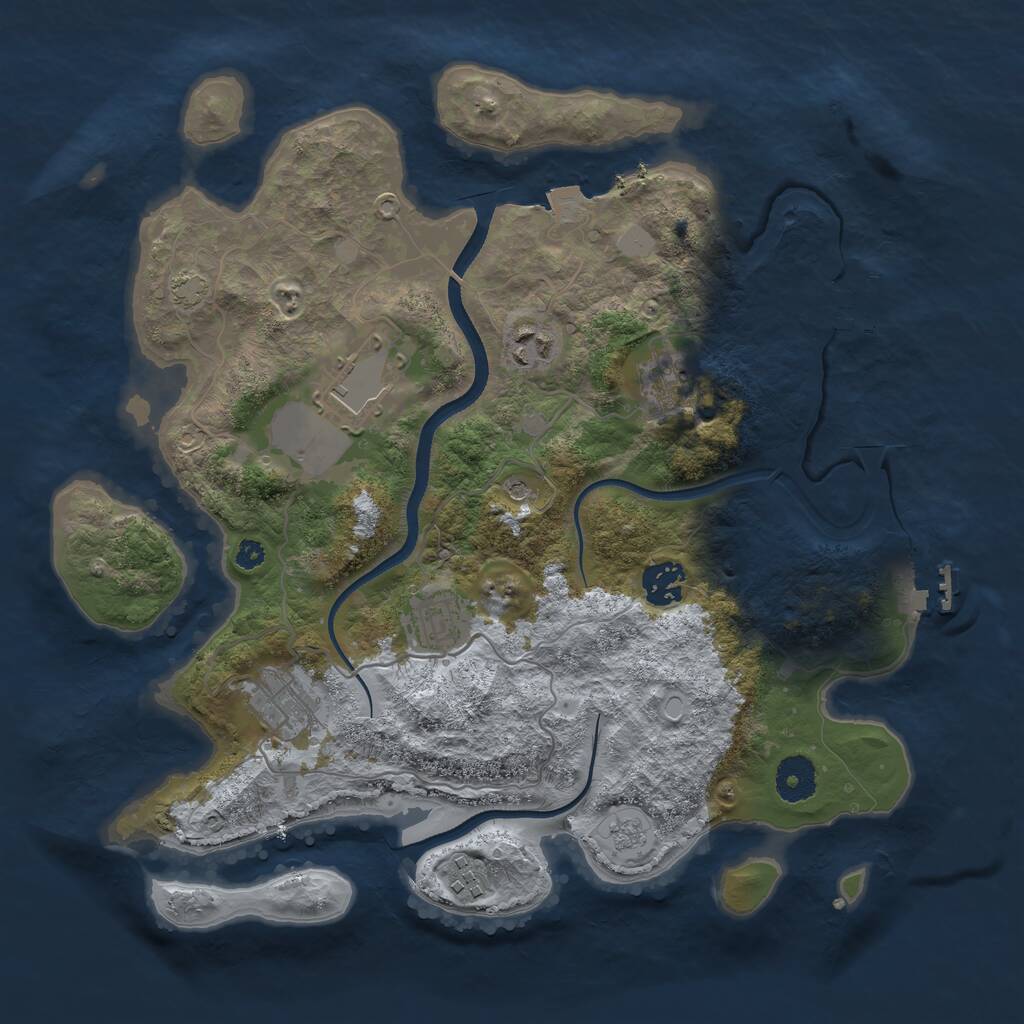 Rust Map: Procedural Map, Size: 3500, Seed: 874279828, 13 Monuments