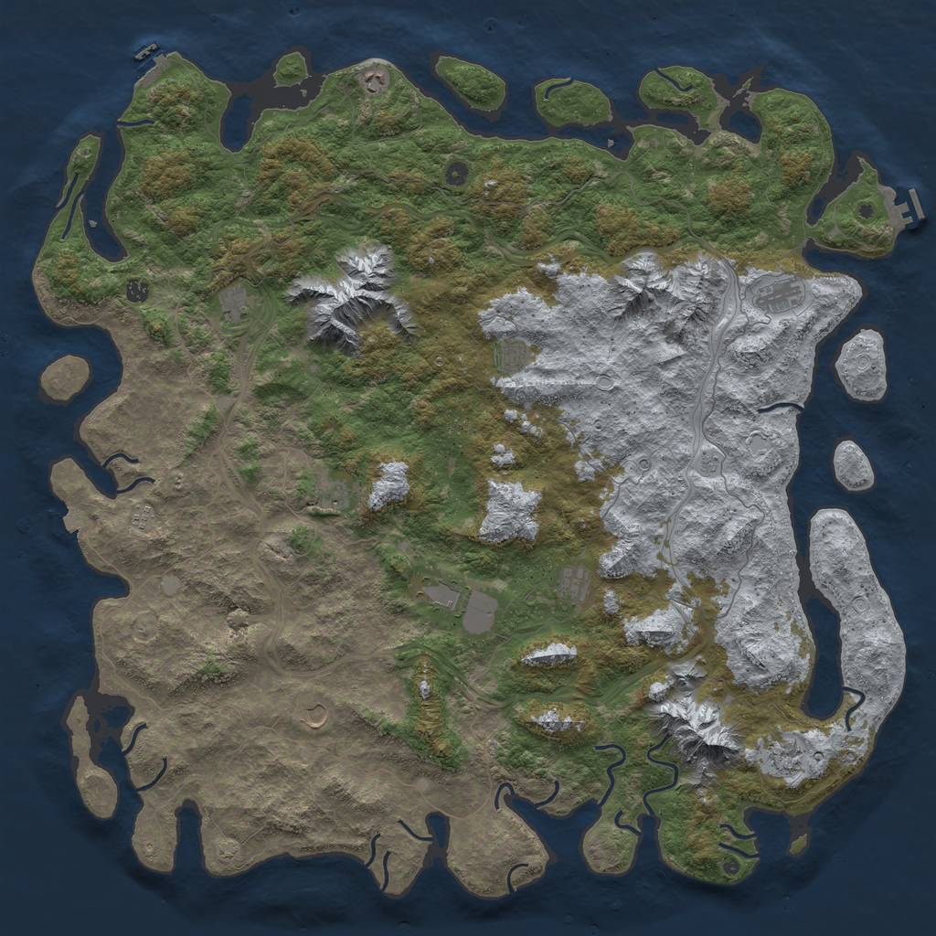 Rust Map: Procedural Map, Size: 6000, Seed: 8100931, 19 Monuments