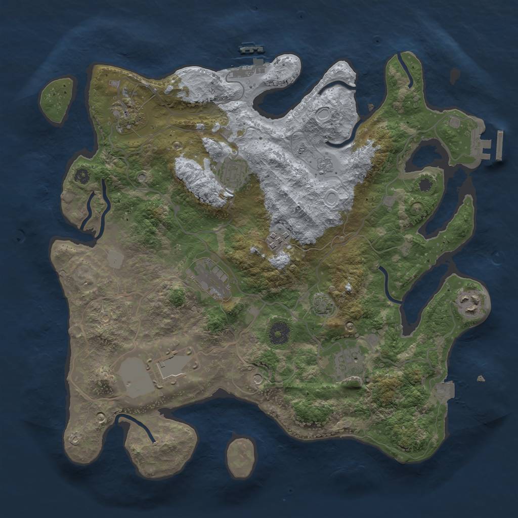 Rust Map: Procedural Map, Size: 3500, Seed: 437845, 15 Monuments