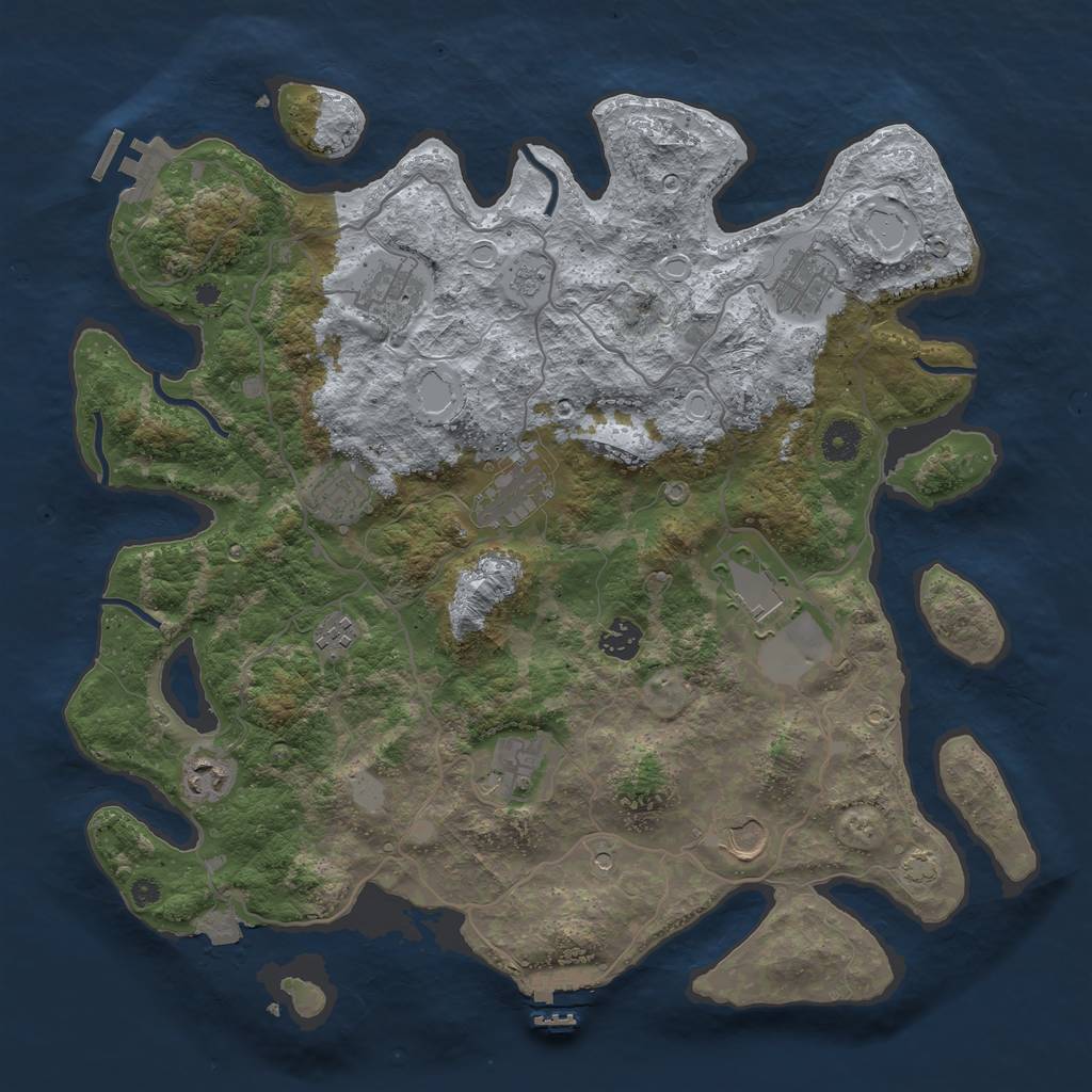 Rust Map: Procedural Map, Size: 4000, Seed: 746033853, 18 Monuments