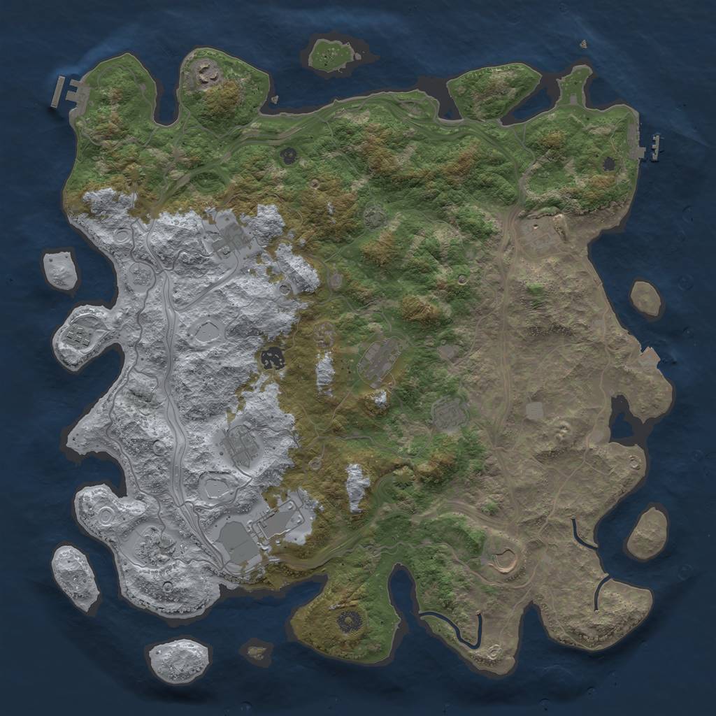 Rust Map: Procedural Map, Size: 4500, Seed: 737121793, 19 Monuments