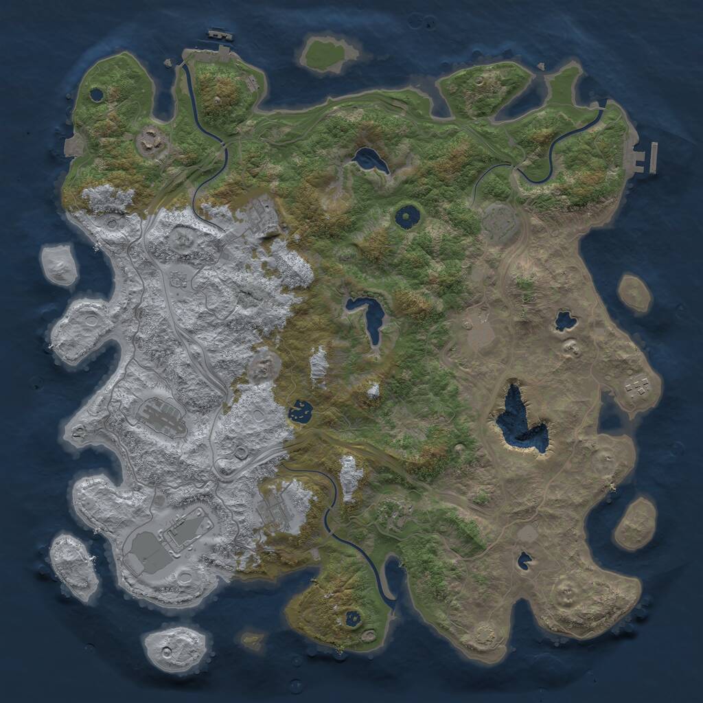 Rust Map: Procedural Map, Size: 4500, Seed: 737121793, 16 Monuments