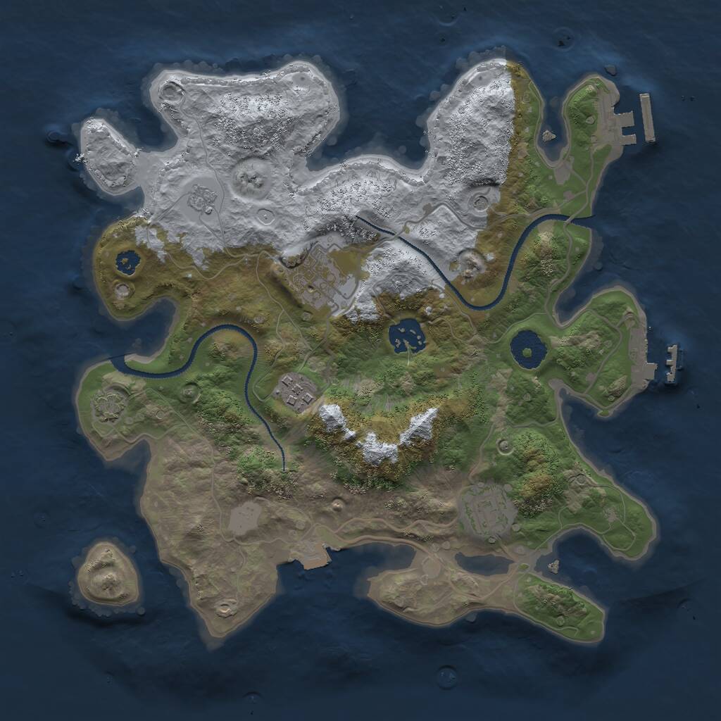 Rust Map: Procedural Map, Size: 3000, Seed: 126077663, 10 Monuments